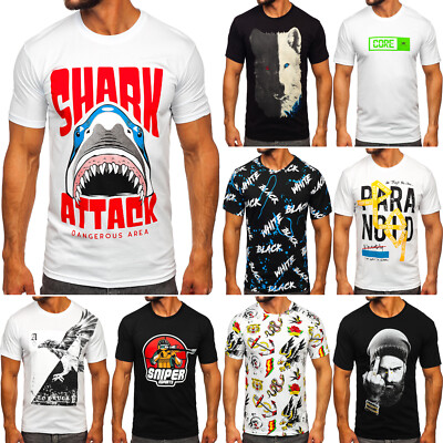 T-Shirt Tee Rundhals Kurzarm Sport Motiv Slim Fit Print Herren Mix BOLF Aufdruck