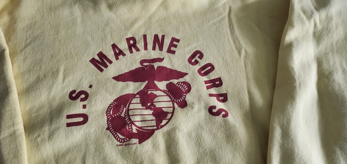 Vintage 90's USMC Sweatshirt Mens XL Short Yellow Raglan Marine