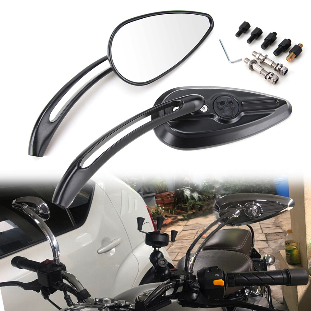 Motorcycle Skull Rearview Side Mirrors For Harley Dyna Electra Glide Road King