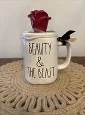 New Rae Dunn Disney Princess Beauty And The Beast Coffee Mug And Topper