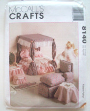 Fashion Doll furniture couch bed lounger table vanity pattern 8140 UNCUT