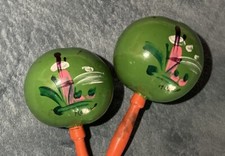 Unique Handcrafted Mexican Maracas 8" Green Gourds Musical Instrument Salsa