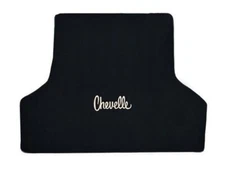 NEW! 1968 - 1972 CHEVELLE Rear Trunk Mat Black Carpet Embroidered Silver Logo