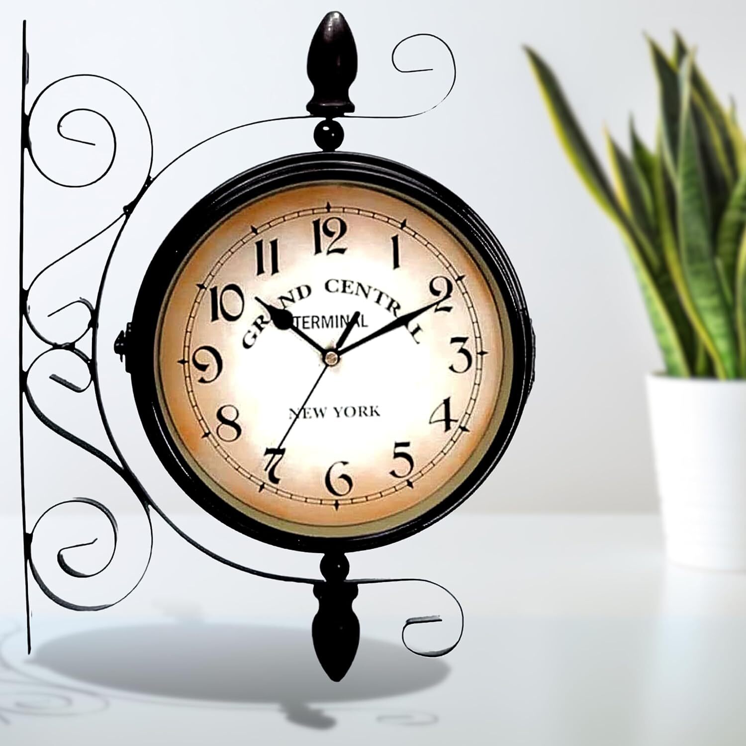 Double Sided Vintage Wall Clock 360 Degree Rotate Outdoor Silent Ticking Free