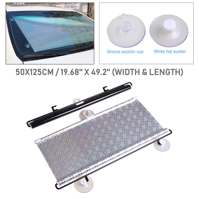 50cmx125cm Retractable RV Car Front Windshield Sunshade Rear Window Sun