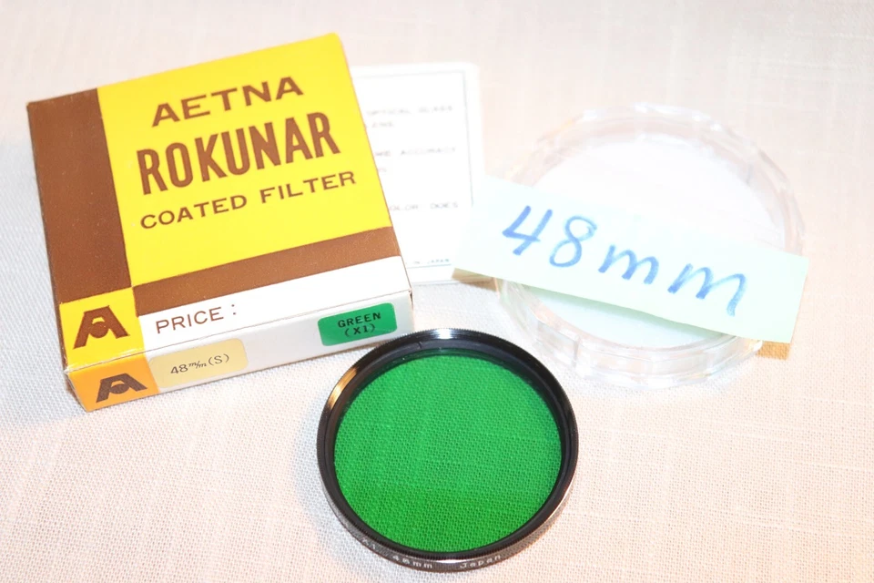 NEW Vtg Rokunar 48mm GREEN X1 FILTER, Japan 48mm Green X1 Filter -Mint Old Stock - Image 2 of 4