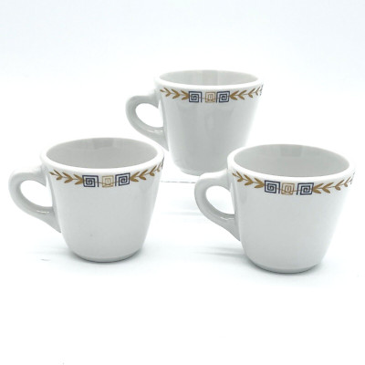 3 Shenango Heavy Diner Restaurantware Greek Key Esquire Coffee Tea Mugs