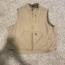 Carhartt Loose Fit Men  s Size 2XL Sherpa Lined Mock Neck Vest Beige