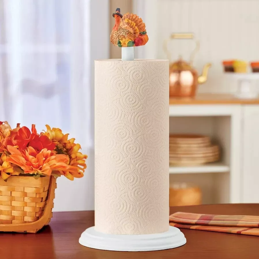 Orange Kitchen Paper Towel Holder, Kitchen Roll Holder Wooden