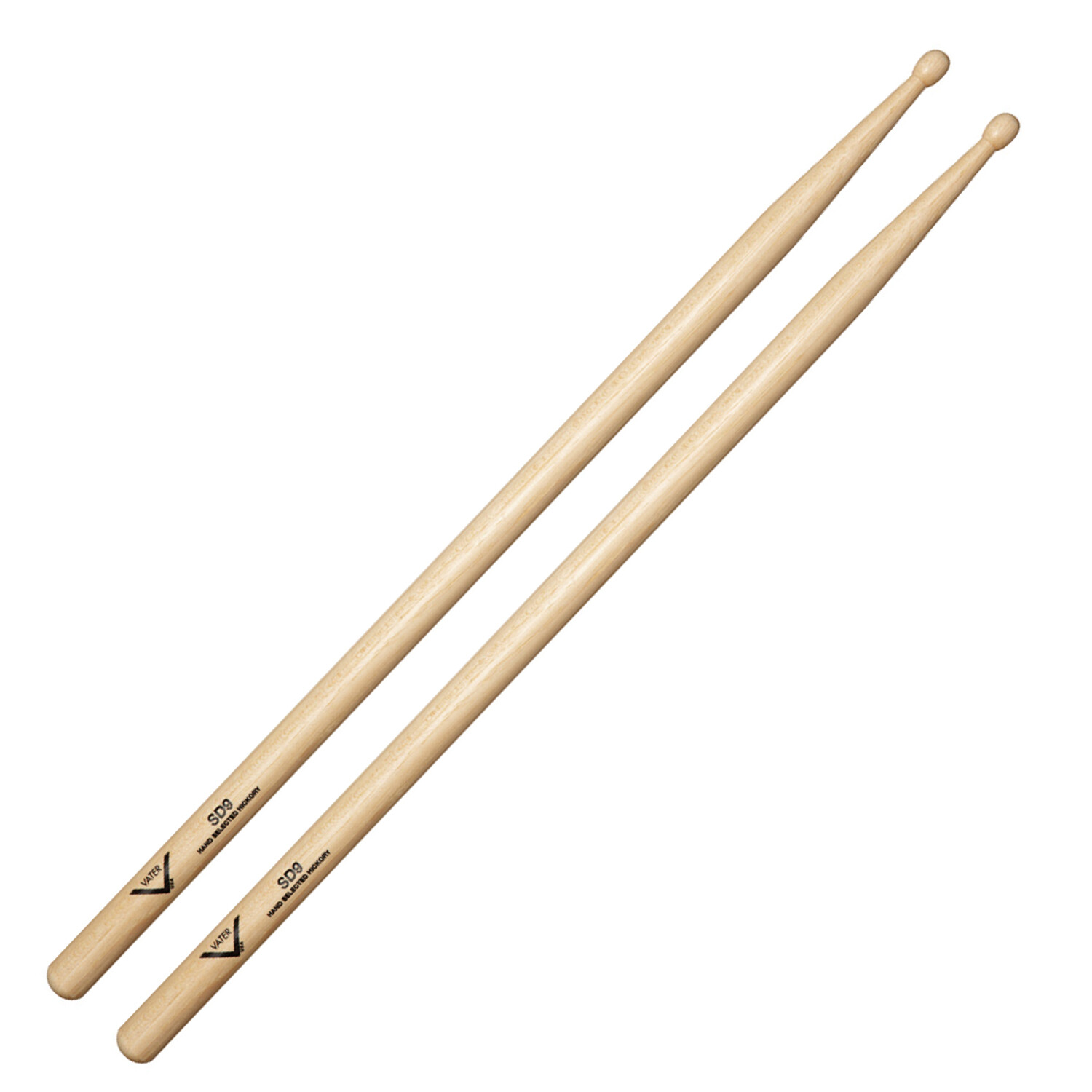 Vater SD9 USA Hickory Wood Tip Drum Sticks VHSD9W
