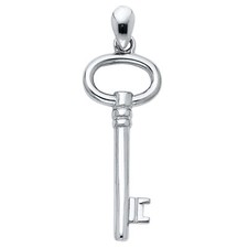 14K Real White Gold Key to My Heart Pendant For Girls Women Heart Key Pendant