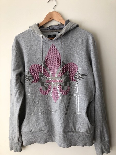 Womens Henley Premium L Hoodie Pink Diamantes Grey jumper