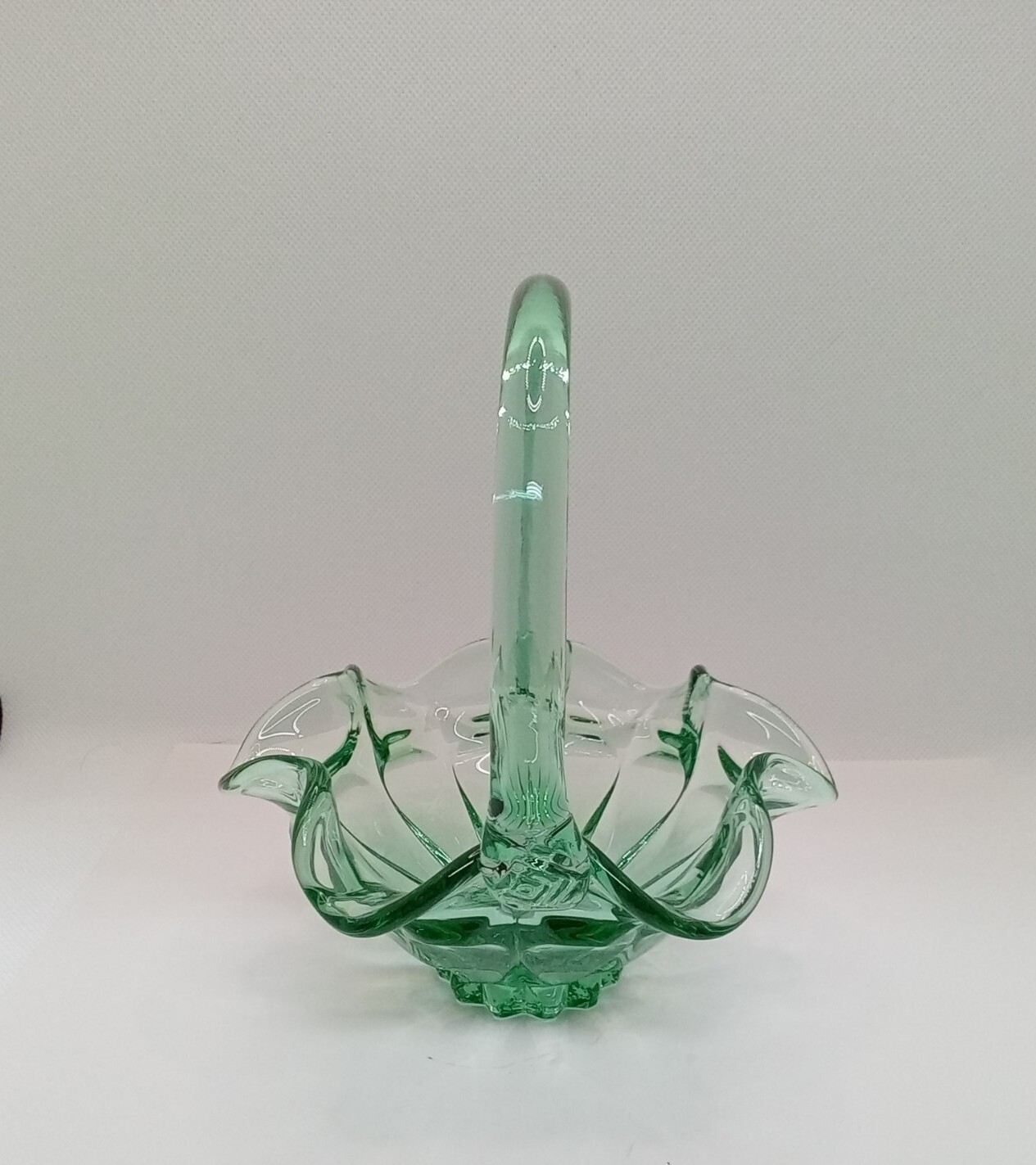 Vintage Fenton Green Glass Basket 6.5" eBay