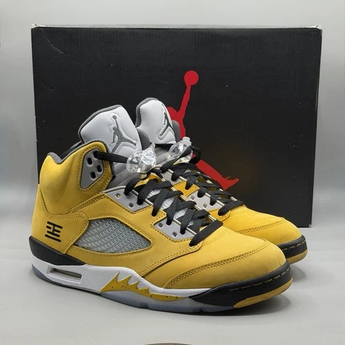 2025 Nike Air Jordan Retro 5 Tokyo 23 I03372-700 Men’s Size 8.5 Yellow Wolf Grey