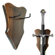 Sword Wall Mount Solid Wood Adjustable Plaque Vertical Display Hanger Rack Ho...