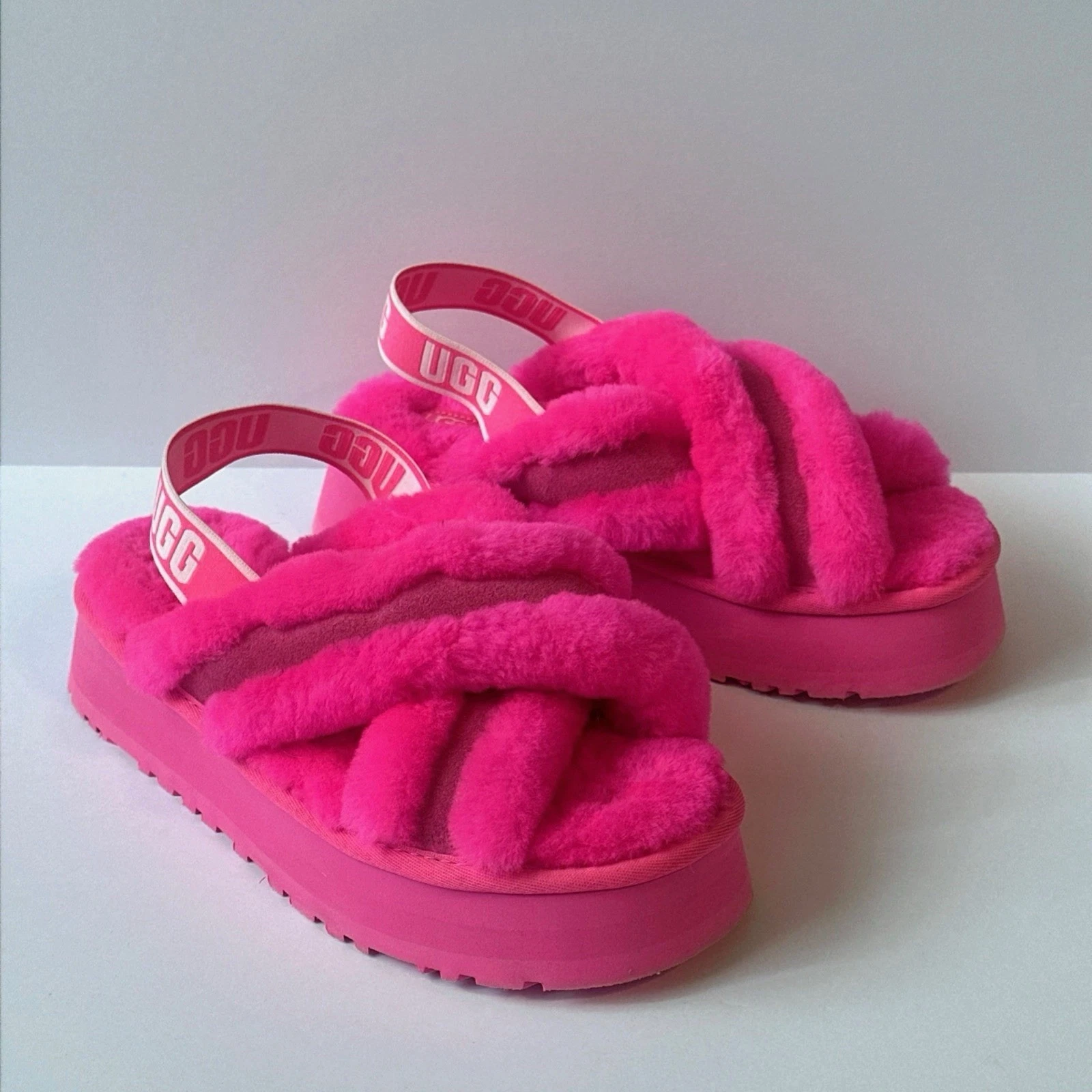 NUOVE PANTOFOLE DONNA UGG DISCO CROSS SLIDE TAFFY ROSA TAGLIA 9 STILE 1121550