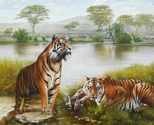 Vera V. Goncharenko- Original Giclee on Canvas "Family Time"