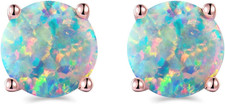 925 Sterling Silver Hypoallergenic Opal Stud Earrings, Opal October Birthstone E