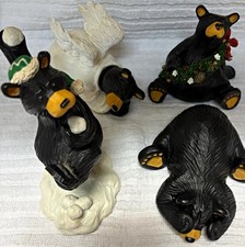 Lot of 4 Vintage Bearfoots Black Bear Figurines Jeff Fleming Big Sky Carvers
