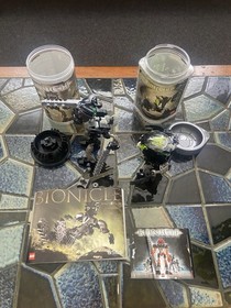 Rare 2002 Lego Bionicle Onua Nuva 8566 Set + Lego Bionicle Nuhvok Set 8561