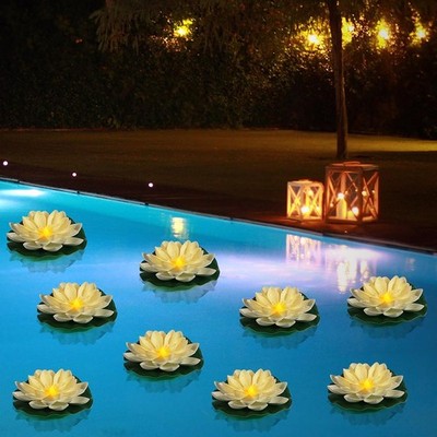 24 PCS Water Activated Floating Lights - 6'' Waterproof Floating Lotus Light