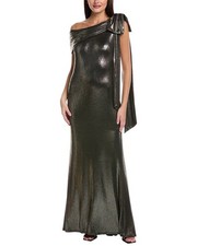 Tadashi Shoji One-Shoulder Metallic Gown Women's Metallic L