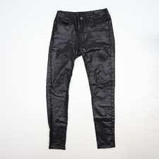 Allsaints Brodie Low Rise Skinny Jeans Stretch Black Coated Ankle Zip Size 30