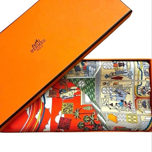 Hermes Silk Scarf Gavroche La Maison des Carres Multicolor 42cm Used