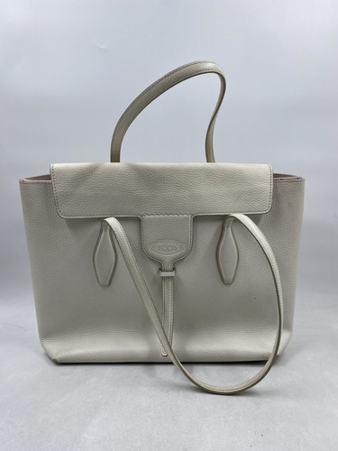 Grand sac fourre-tout bandoulière Tod's beige crème en cuir grainé certificat d'authenticité - Photo 1/13