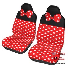 Car Seat Covers Set Of 2 Waterproof Front Seat Covers Red Black Polka Dot Bow