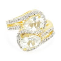 Cavill Eismondquarz Ring Tropfen 4,315Ct Gelbvergoldet 925 Silber Damen Schmuck-