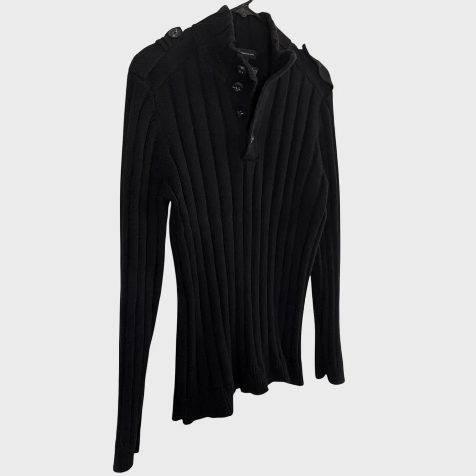 I.N.C. International Concepts Rib-Knit Henley Sweater Black Women's Size Medium - Image 3 of 4