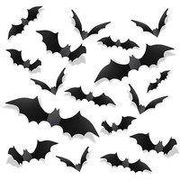 3D-FledermäUse Schwarz 60 StüCk Halloween Deko 4 GrößEn Mit Kleber FüR Fenster