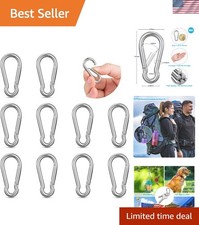 10 PCS Stainless Steel Carabiners Spring Snap Hooks Heavy Duty Keychain Clip NEW