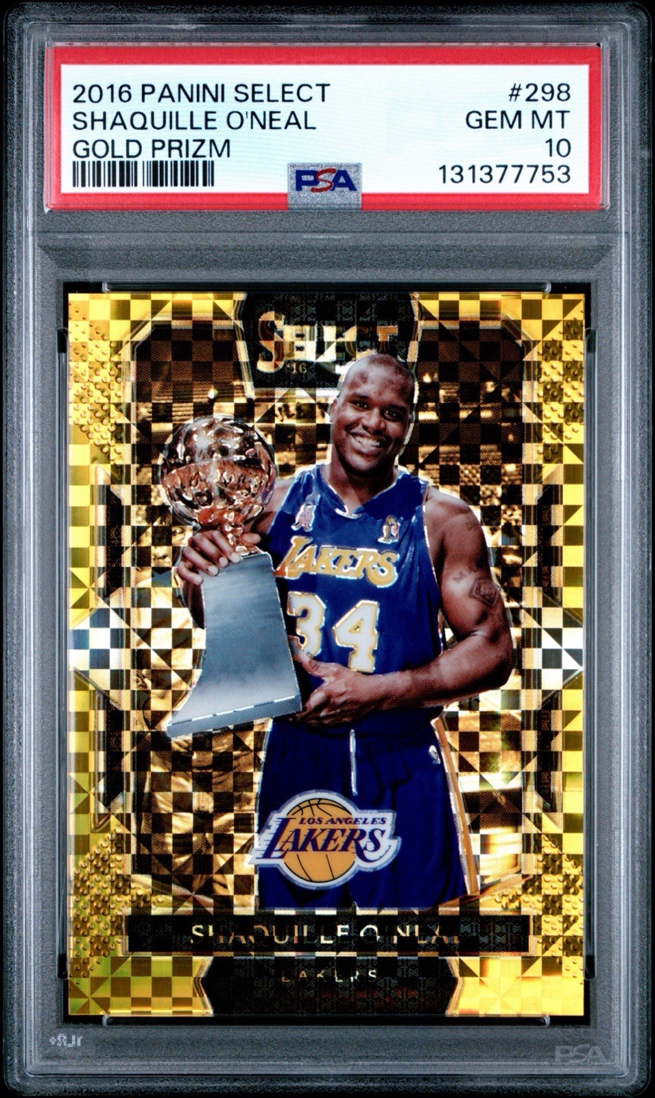 2016 SELECT SHAQUILLE O'NEAL GOLD PRIZM #298 02/10 GEM MT PSA 10 HOF POP 1