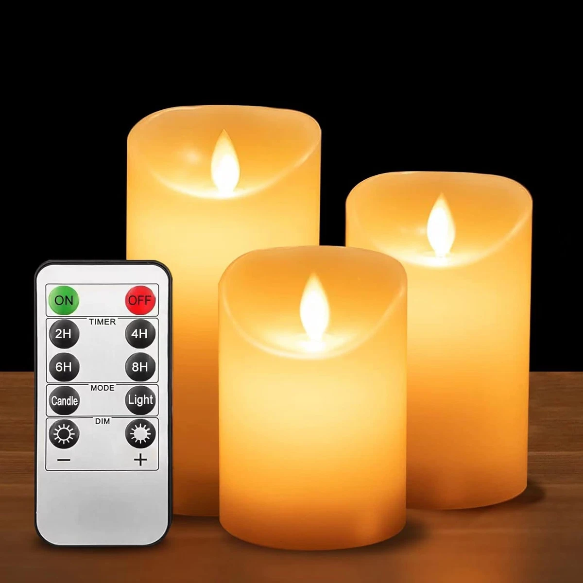 3x3 Candele Senza Fiamma Con Telecomando, Set 2 Pezzi, 7,6 Cm, LED Tremolanti Con Timer, Bianche