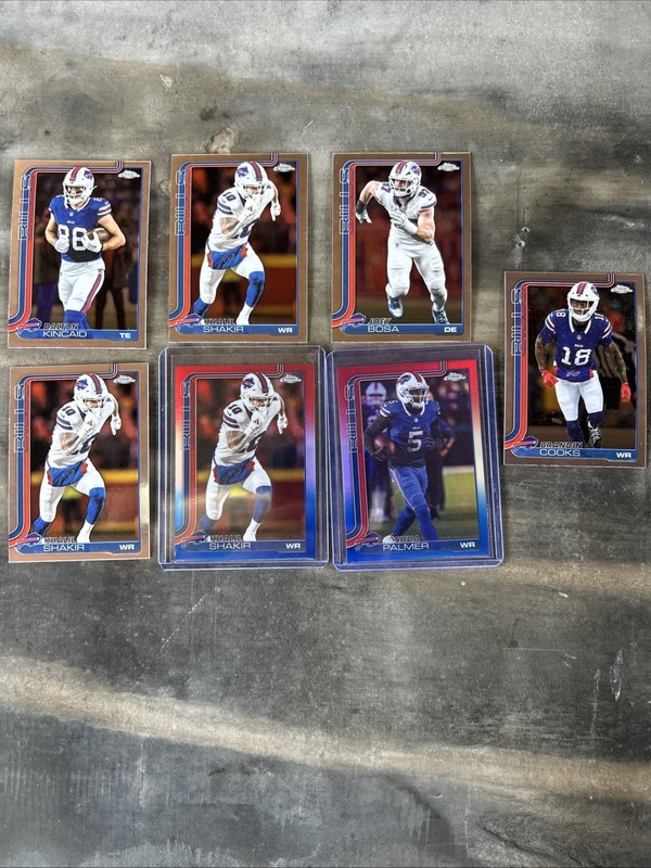 2025 Topps Chrome Football Buffalo Bills 12 Card Lot Red White & Blue And Base