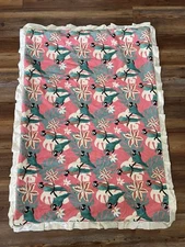 Minky Couture Tween Blanket parrot Tropical Print 50 x 36