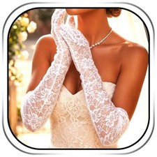 Floral Lace Gloves Long Lace Gloves White01