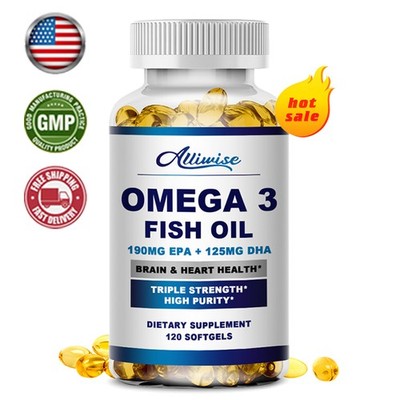 Omega 3 Fish Oil Capsules 1000mg Fish Oil 190 EPA & 125mg DHA ,Heart Health