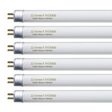 22 Inch T5 Fluorescent Light Bulb 14 Watt F14T5/WW 6Pcs-T5 14W 3000K, White