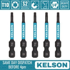 5 x T10 Torx 50mm 2" Impact Screwdriver Bits Star Magnetic 1/4" Universal KELSON