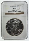 1988 American Silver Eagle, NGC MS69