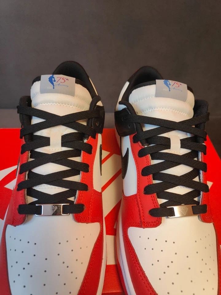 Nike Dunk Low EMB x NBA 75th Anniversary - Bulls 2021, Black Toe - Size 12.5 - Image 4 of 4