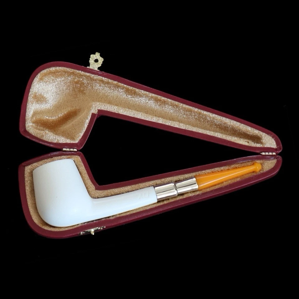 Cachimbo de bilhar liso prateado CUTTY BLOCO ESPUMA DO MAR-NOVO-ESCULPIDO À MÃO COM Estojo #1295 - Imagem 2 de 4