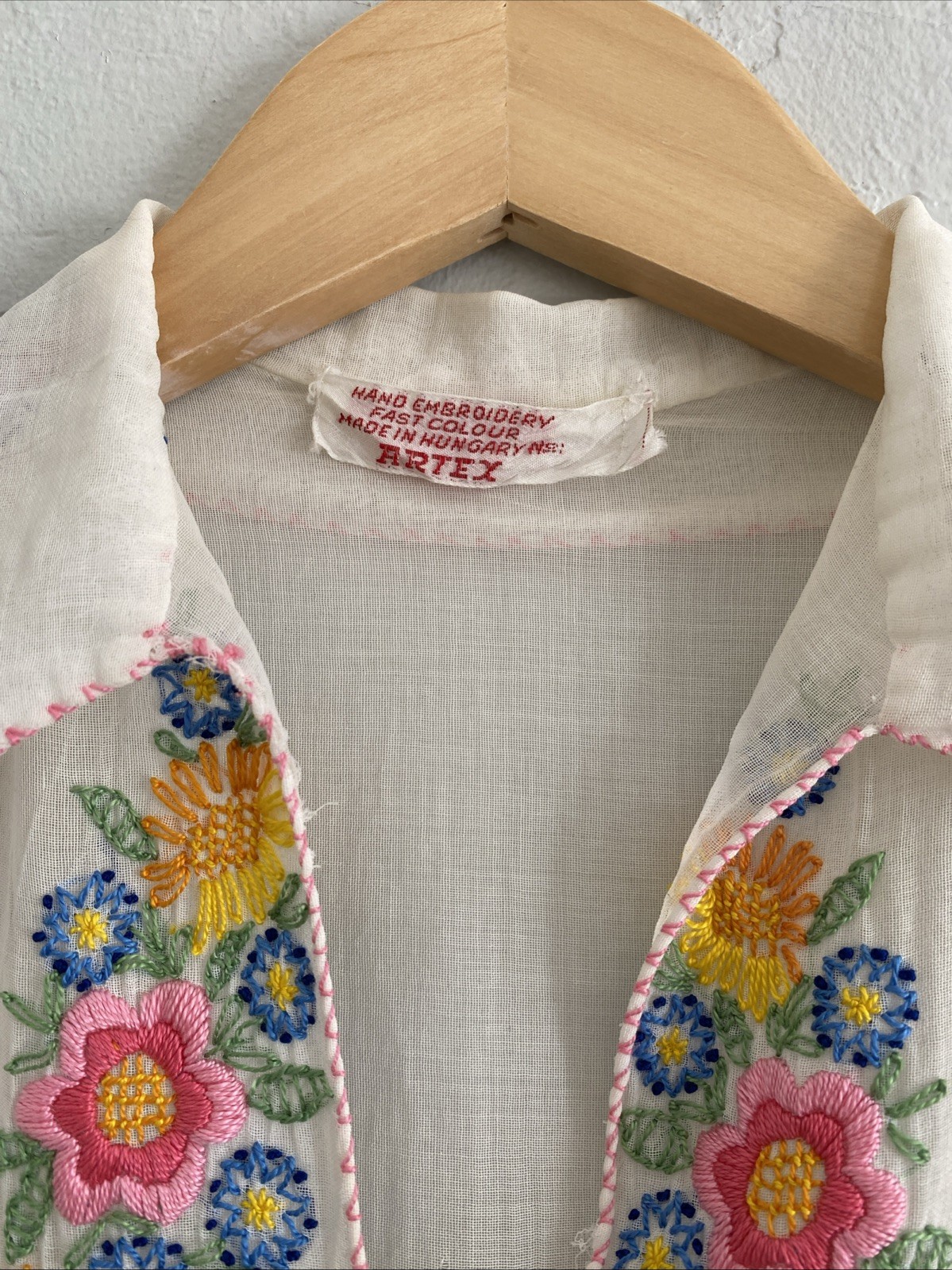 Vintage 30s 40s Floral Embroidered Sheer Cotton B… - image 2