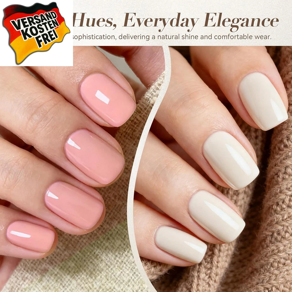 Born Pretty UV Nagellack Set Nude Rosa Rot Gel Gelnägel mit Unterlack Überlack M - Bild 3 von 4