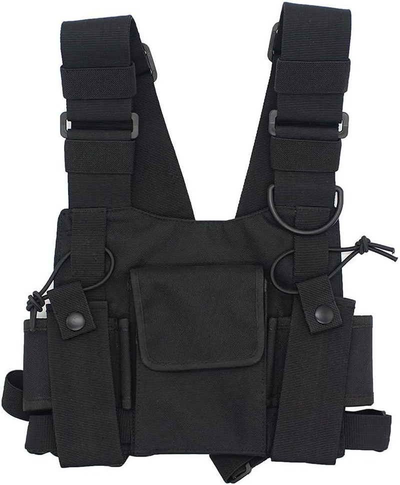 Radio Chest Harness Rig Bag Pocket Pack Holster Vest for Two Way