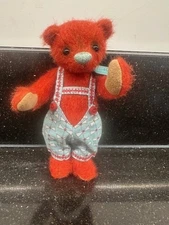 OOAK Artist Bear MERRY Red Metallic HANDMADE CLOTHES Suede Paws JOINTED