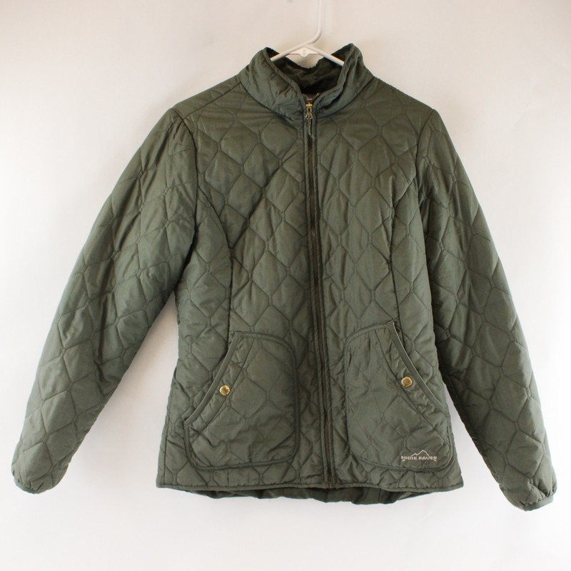 Eddie Bauer Puffer Quilted Jacket Womens Medium Green